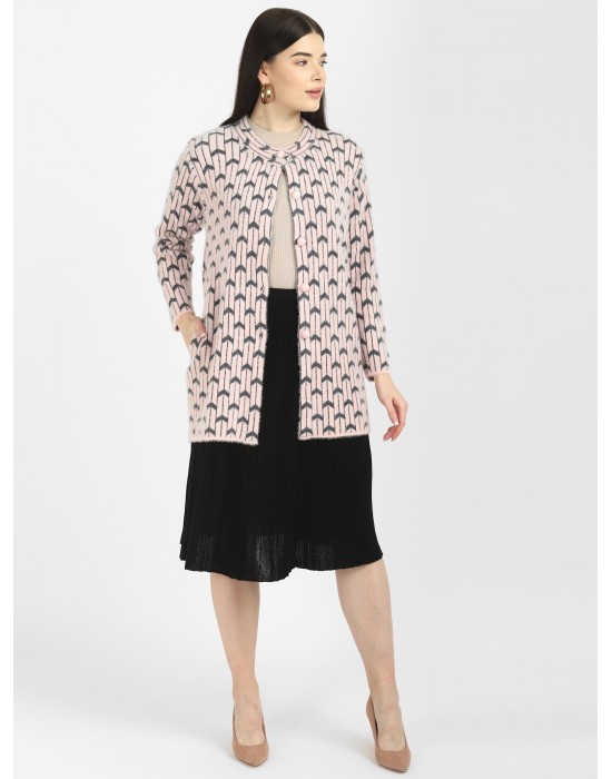 Women Long coat peach Front Design with button